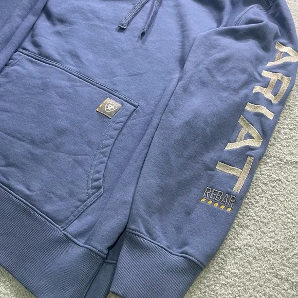 Ariat Rebar Women’s Hooded Pullover Light Blue Embroidered Large - Picture 2 of 9